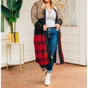NEW SOUTHERN GRACE chill adulting cardigan with leopard and plaid in black
